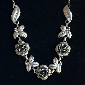 Vintage Sterling Rose Necklace